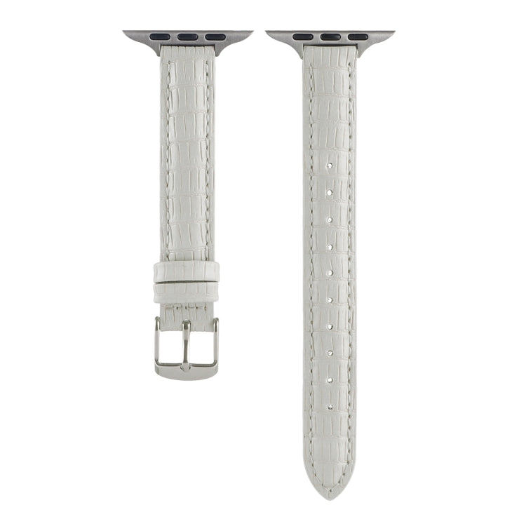 Rynx | For Apple Watch Series 9 41mm Slim Crocodile Leather Watch Band (White)