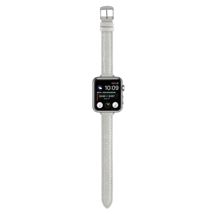 Rynx | For Apple Watch Series 9 41mm Slim Crocodile Leather Watch Band (White)
