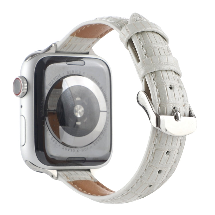 Rynx | For Apple Watch Series 9 41mm Slim Crocodile Leather Watch Band (White)
