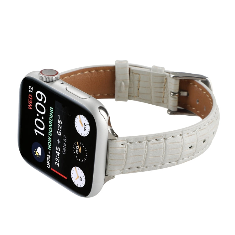Rynx | For Apple Watch Series 9 41mm Slim Crocodile Leather Watch Band (White)
