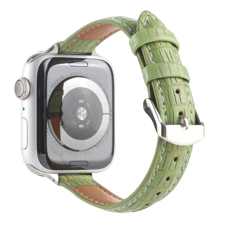 Rynx | For Apple Watch Series 6 44mm Slim Crocodile Leather Watch Band (Light Green)