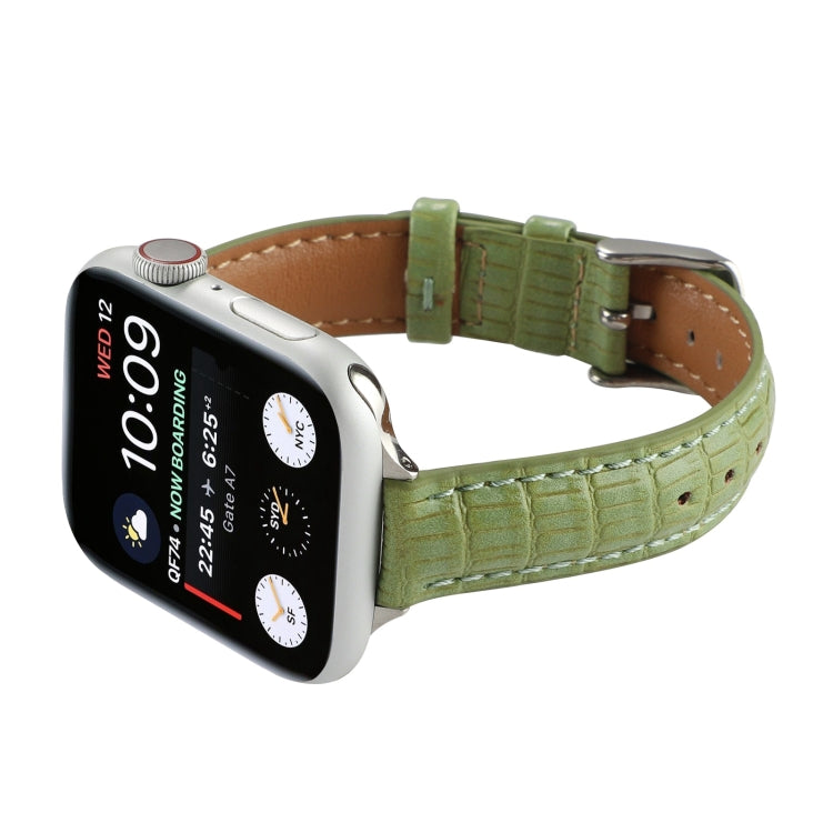 Rynx | For Apple Watch Series 6 44mm Slim Crocodile Leather Watch Band (Light Green)
