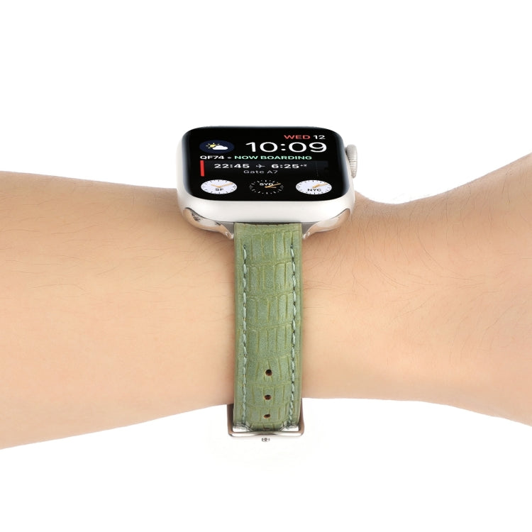 Rynx | For Apple Watch Series 6 44mm Slim Crocodile Leather Watch Band (Light Green)