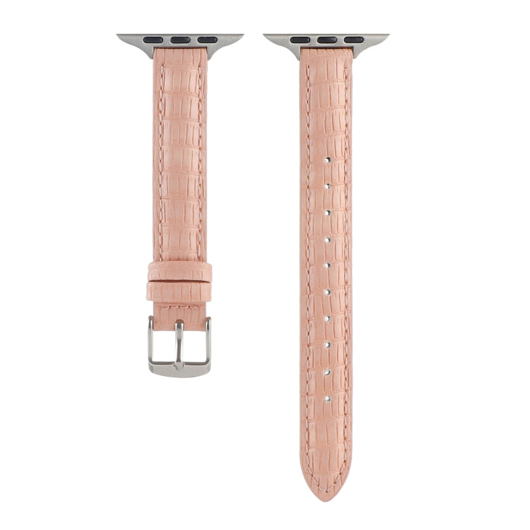 Rynx | For Apple Watch Series 3 42mm Slim Crocodile Leather Watch Band (Pink)