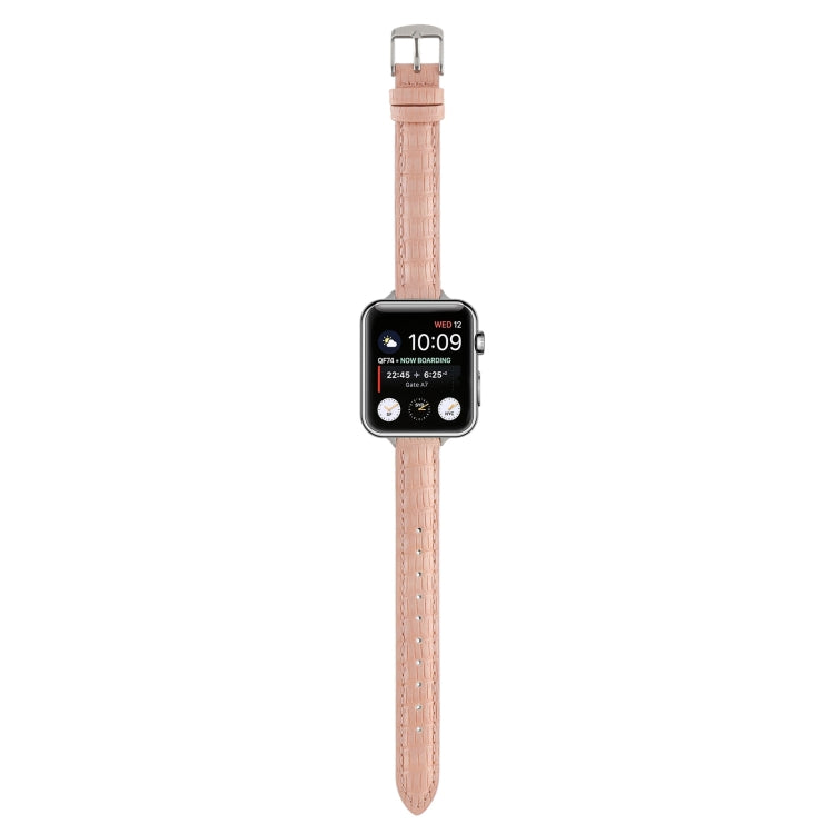 Rynx | For Apple Watch Series 3 42mm Slim Crocodile Leather Watch Band (Pink)