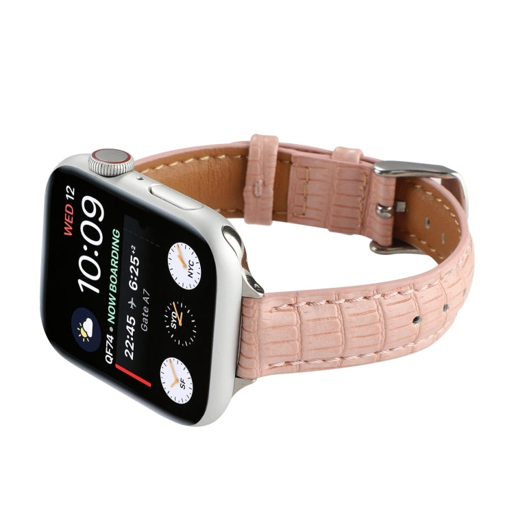 Rynx | For Apple Watch Series 3 42mm Slim Crocodile Leather Watch Band (Pink)