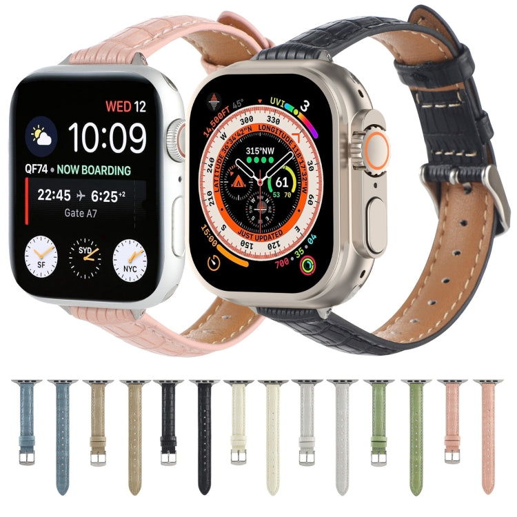 Rynx | For Apple Watch Series 9 45mm Slim Crocodile Leather Band (Light Blue)