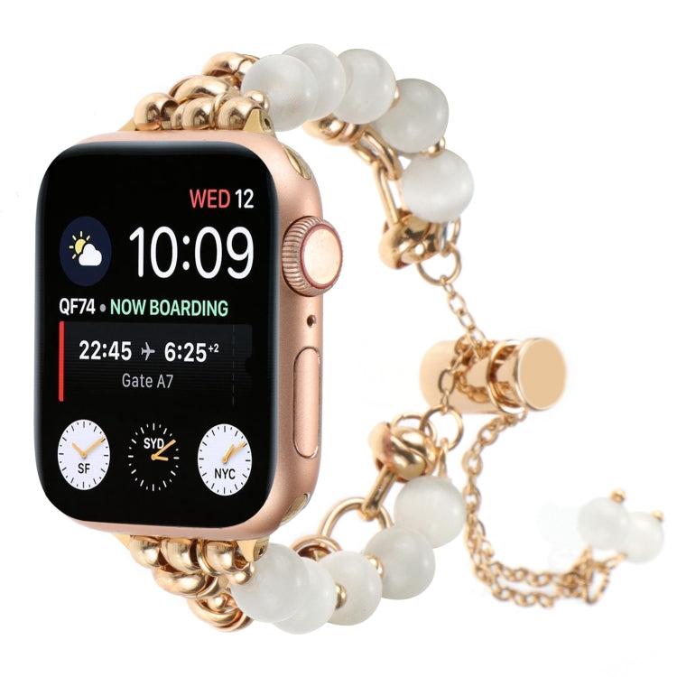 Rynx | For Apple Watch Series 9 45mm Pearl Chain Metal Strap Watch Band (White Gold)