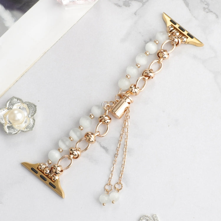 Rynx | For Apple Watch Series 7 41mm Pearl Chain Metal Bracelet Watch Band (White Gold)