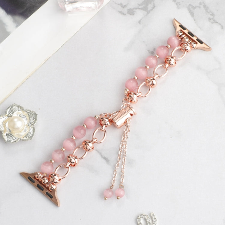 Rynx | For Apple Watch Series 5 40mm Pearl Chain Metal Strap Watch Band (Rose Gold)
