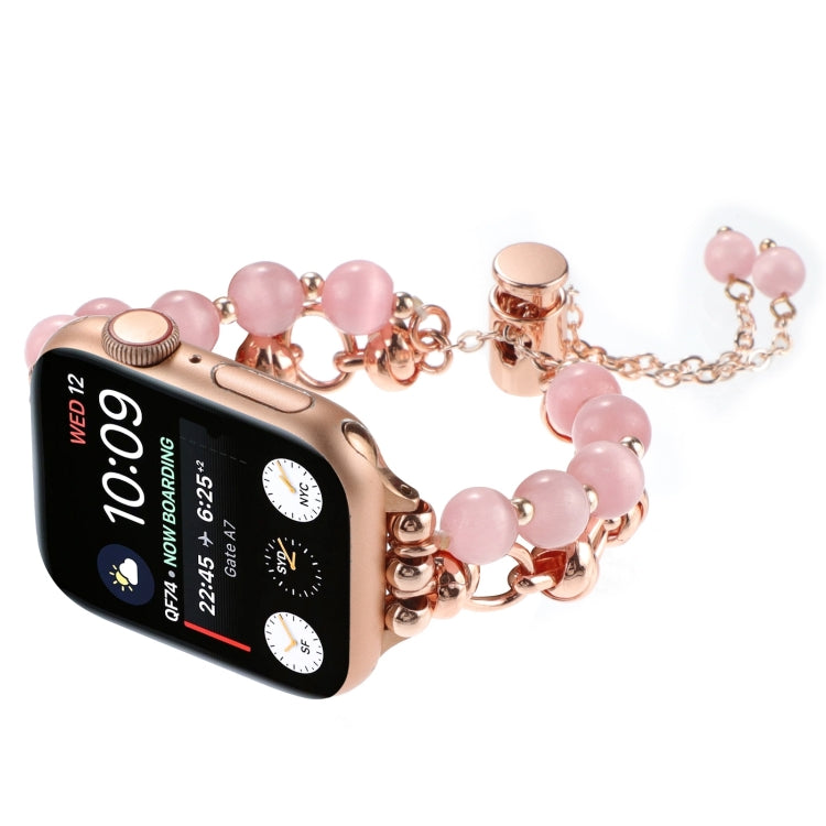 Rynx | For Apple Watch Series 5 40mm Pearl Chain Metal Strap Watch Band (Rose Gold)