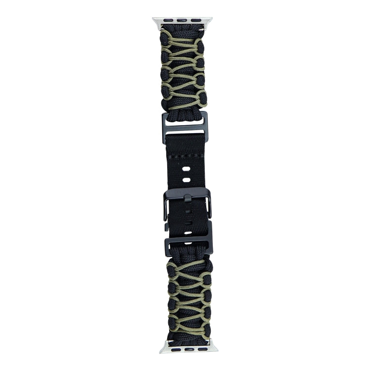 Rynx | For Apple Watch Series 9 45mm Double Layer Braided Paracord Buckle Watch Band (Black Army Green)