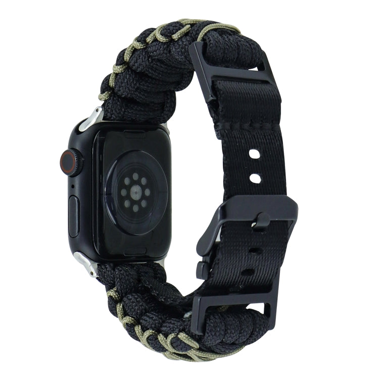 Rynx | For Apple Watch Series 9 45mm Double Layer Braided Paracord Buckle Watch Band (Black Army Green)