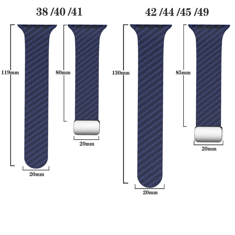 Rynx | For Apple Watch Series 9 45mm Carbon Fiber Magnetic Silver Buckle Watch Band (Royal Blue Light Blue)