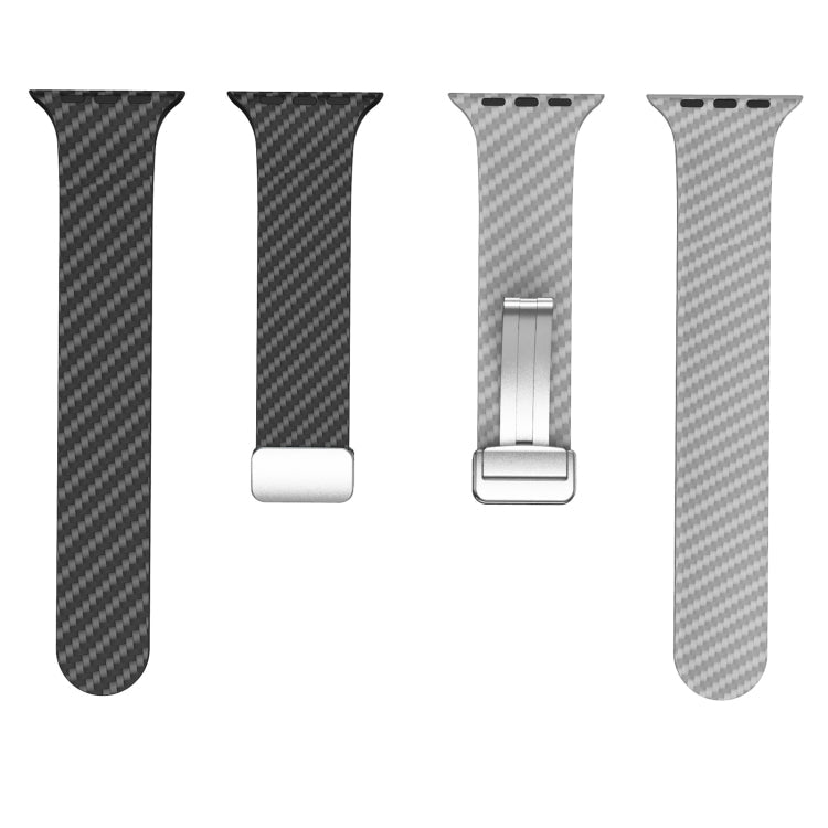 Rynx | For Apple Watch Series 9 45mm Carbon Fiber Magnetic Silver Buckle Band (Black Gray)