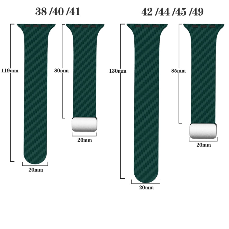Rynx | For Apple Watch Series 9 45mm Carbon Fiber Magnetic Silver Buckle Watch Band (Deep Green Orange)