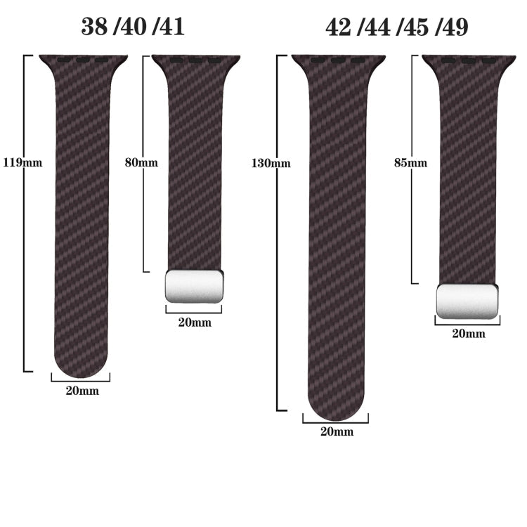 Rynx | For Apple Watch Series 7 41mm Carbon Fiber Magnetic Silver Buckle Watch Band (Dark Brown Black)