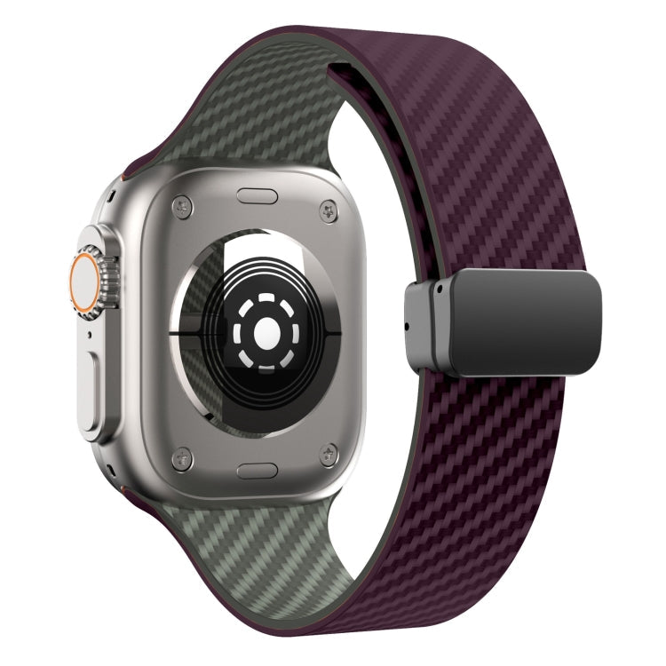 Rynx | For Apple Watch Series 9 45mm Carbon Fiber Magnetic Black Buckle Watch Band (Purple Green)