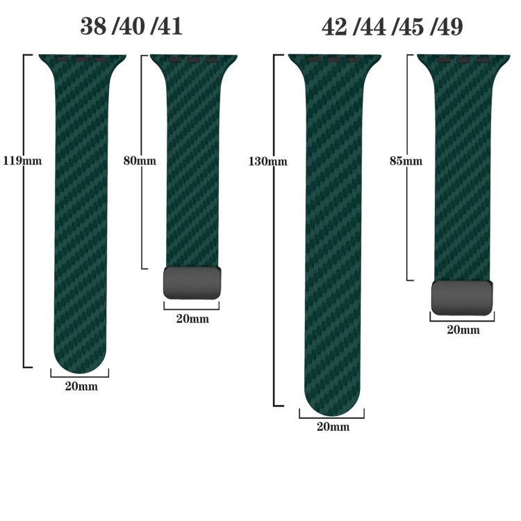 Rynx | For Apple Watch Series 9 45mm Carbon Fiber Magnetic Black Buckle Watch Strap (Dark Green Orange)