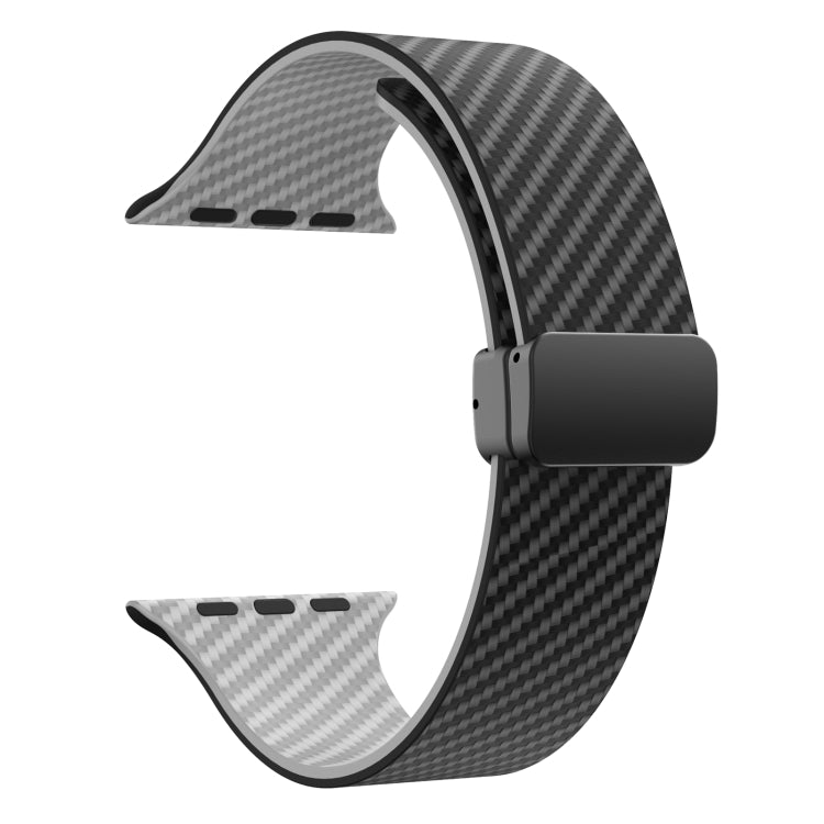 Rynx | For Apple Watch Series 5 44mm Carbon Fiber Magnetic Black Buckle Strap (Black Gray)
