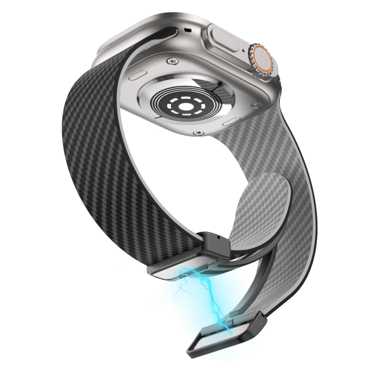 Rynx | For Apple Watch Series 5 44mm Carbon Fiber Magnetic Black Buckle Strap (Black Gray)