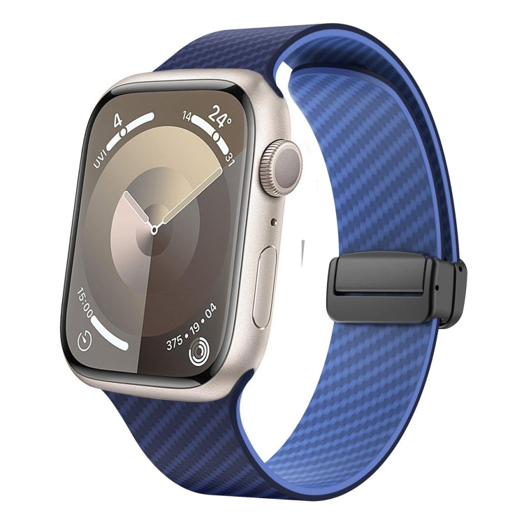 Rynx | For Apple Watch 42mm Carbon Fiber Magnetic Black Buckle Watch Band (Royal Blue Light Blue)