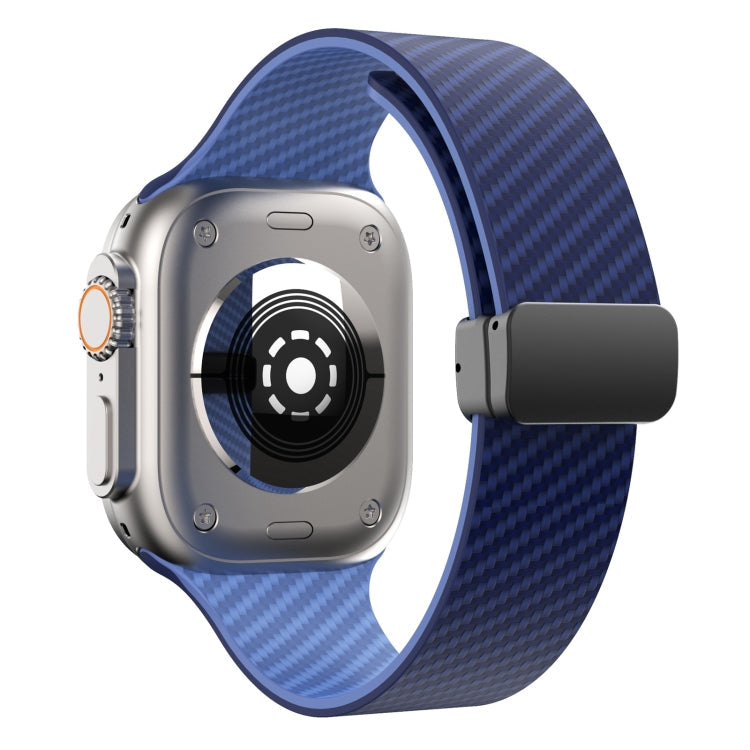 Rynx | For Apple Watch 42mm Carbon Fiber Magnetic Black Buckle Watch Band (Royal Blue Light Blue)