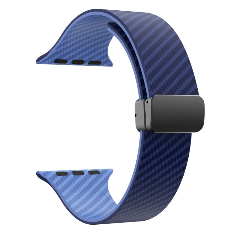 Rynx | For Apple Watch 42mm Carbon Fiber Magnetic Black Buckle Watch Band (Royal Blue Light Blue)