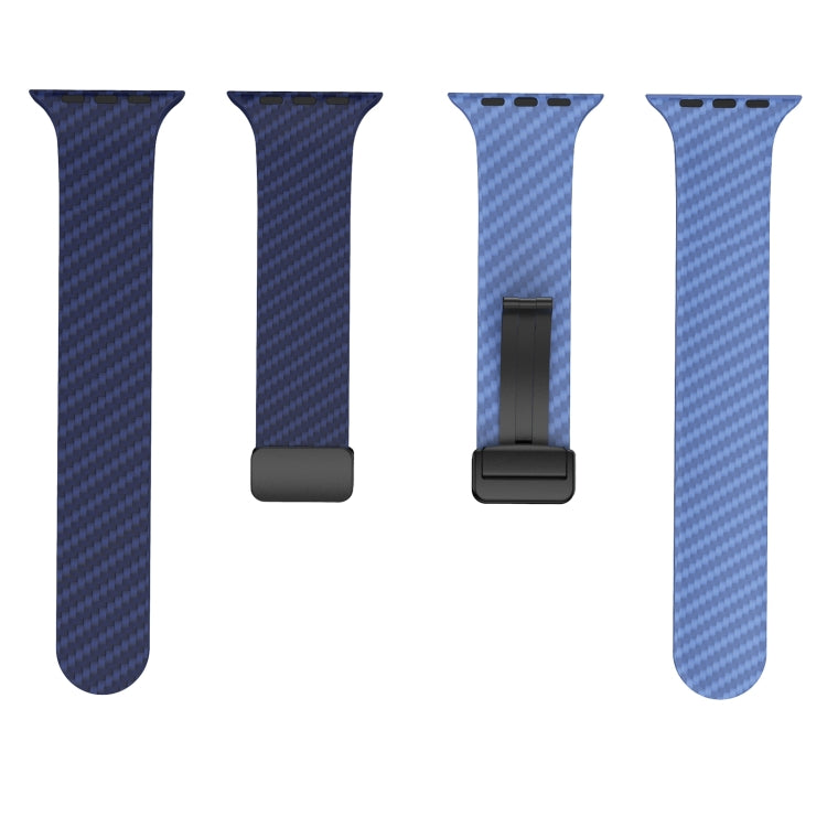 Rynx | For Apple Watch 42mm Carbon Fiber Magnetic Black Buckle Watch Band (Royal Blue Light Blue)
