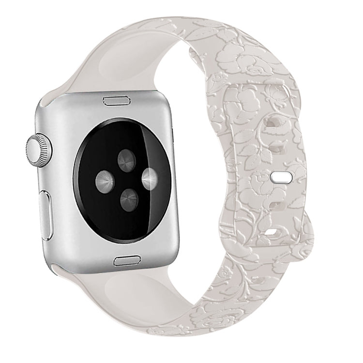 Rynx | For Apple Watch Series 9 41mm Rose Imprint Silicone Watch Strap (Starlight)