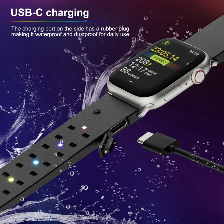 Rynx | For Apple Watch Series 8 45mm Luminous Colorful Light Silicone Strap (Black)