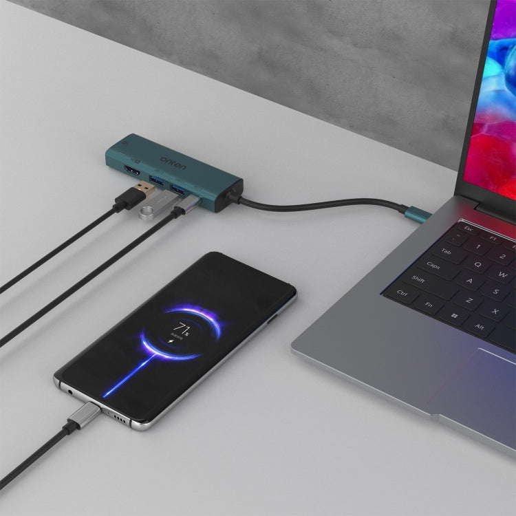 Rynx | Onten UC126 5 in 1 USB-C / Type-C to Dual HDMI + USB2.0 + PD3.0 Multi-Function HUB Docking Station