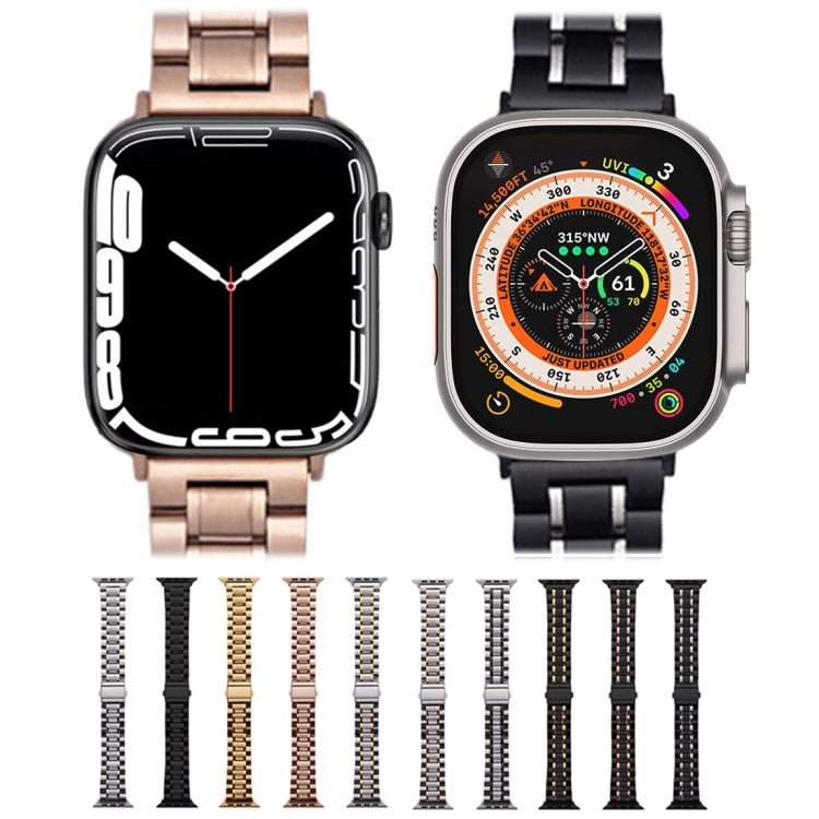 Rynx | For Apple Watch Series 9 45mm Five-Bead Stainless Steel Band (Silver Rose Gold)