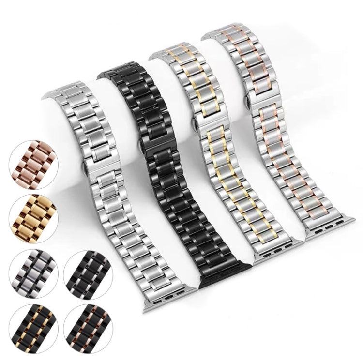 Rynx | For Apple Watch Series 9 45mm Five Pearl Stainless Steel Bracelet (Black Rose Gold)