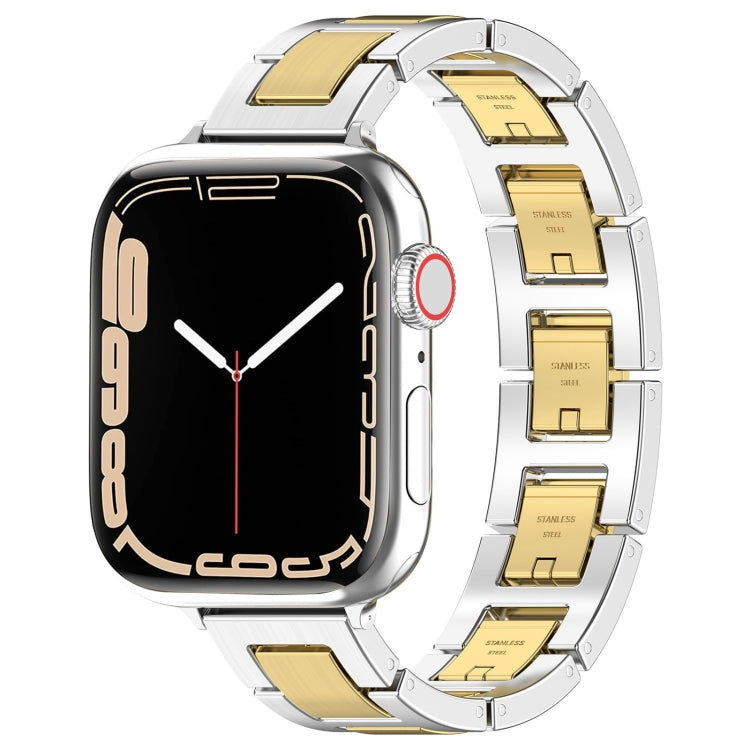 Rynx | For Apple Watch Series 5 40mm H Slim Stainless Steel Bracelet (Silver Gold)