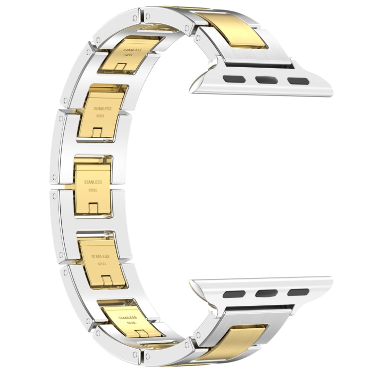 Rynx | For Apple Watch Series 5 40mm H Slim Stainless Steel Bracelet (Silver Gold)
