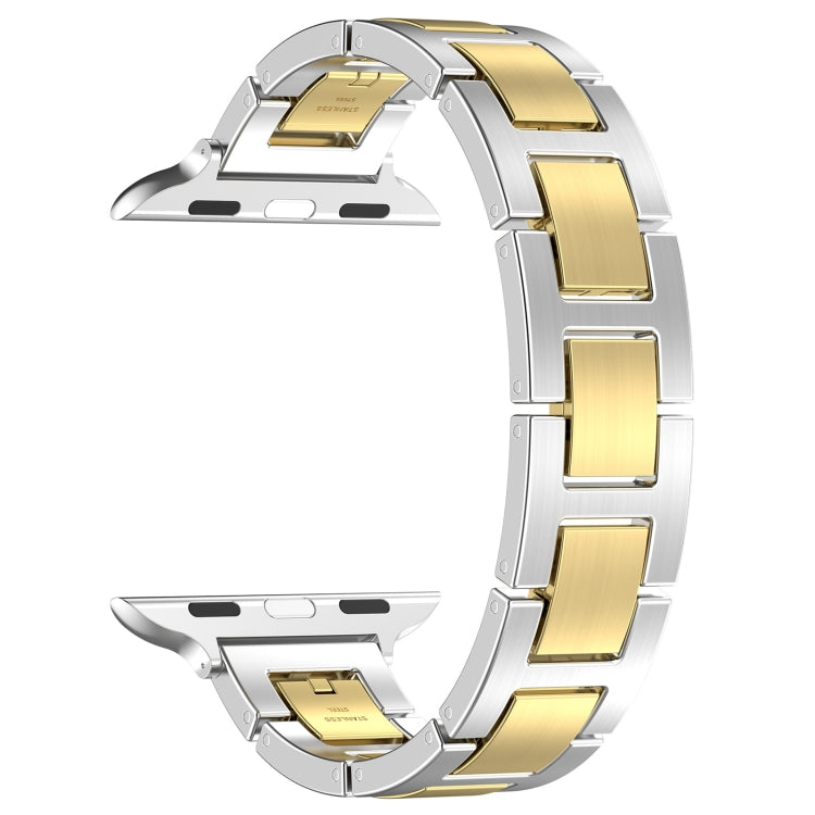 Rynx | For Apple Watch Series 5 40mm H Slim Stainless Steel Bracelet (Silver Gold)