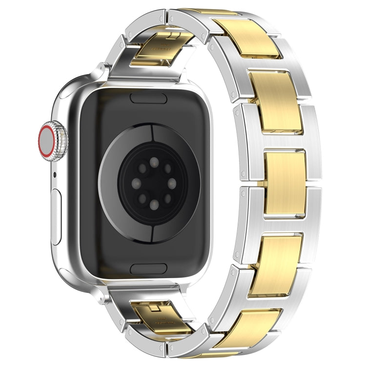 Rynx | For Apple Watch Series 5 40mm H Slim Stainless Steel Bracelet (Silver Gold)