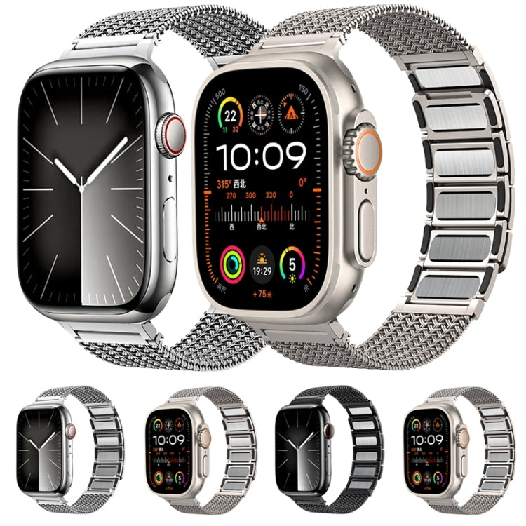 Rynx | For Apple Watch Series 9 45mm Magnetic Closure Braided Chain Stainless Steel Bracelet (Black)