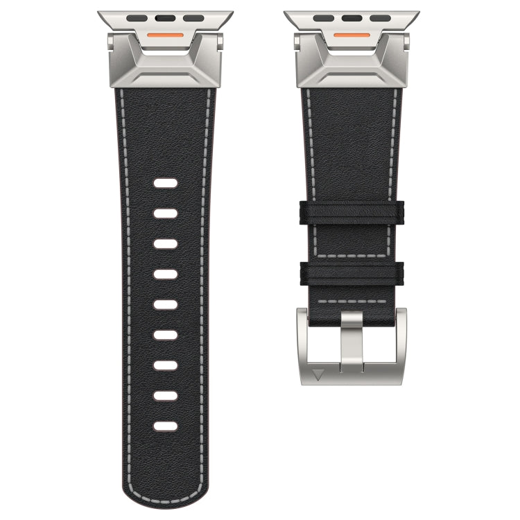 Rynx | For Apple Watch Series 9 45mm Mecha Style Leather Strap (Black Napa)