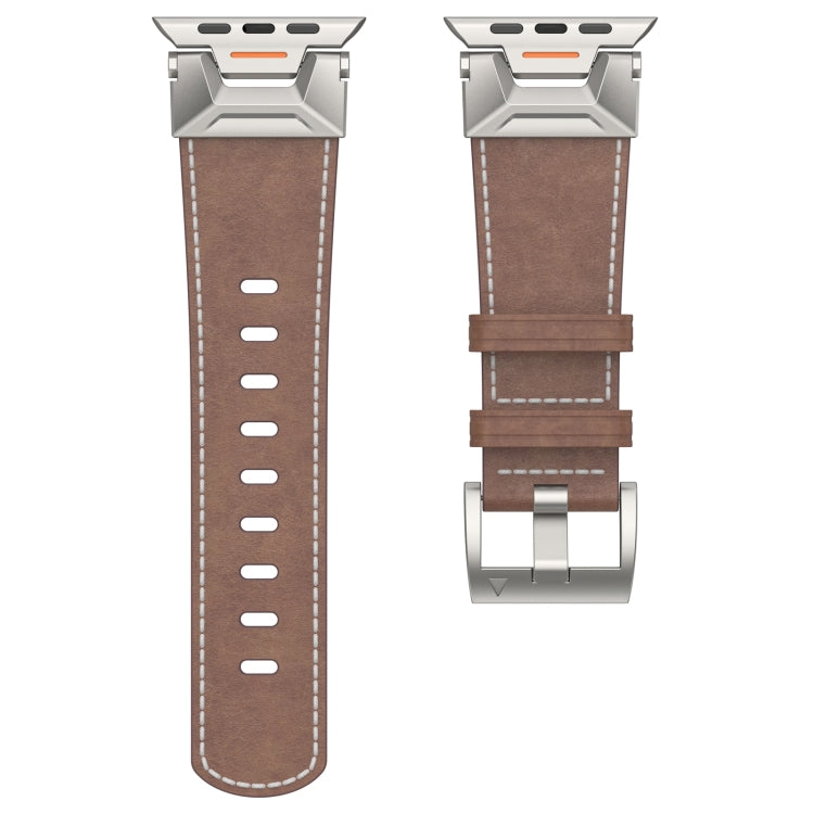 Rynx | For Apple Watch Series 9 45mm Mecha Style Leather Strap (Coffee Oil Wax)