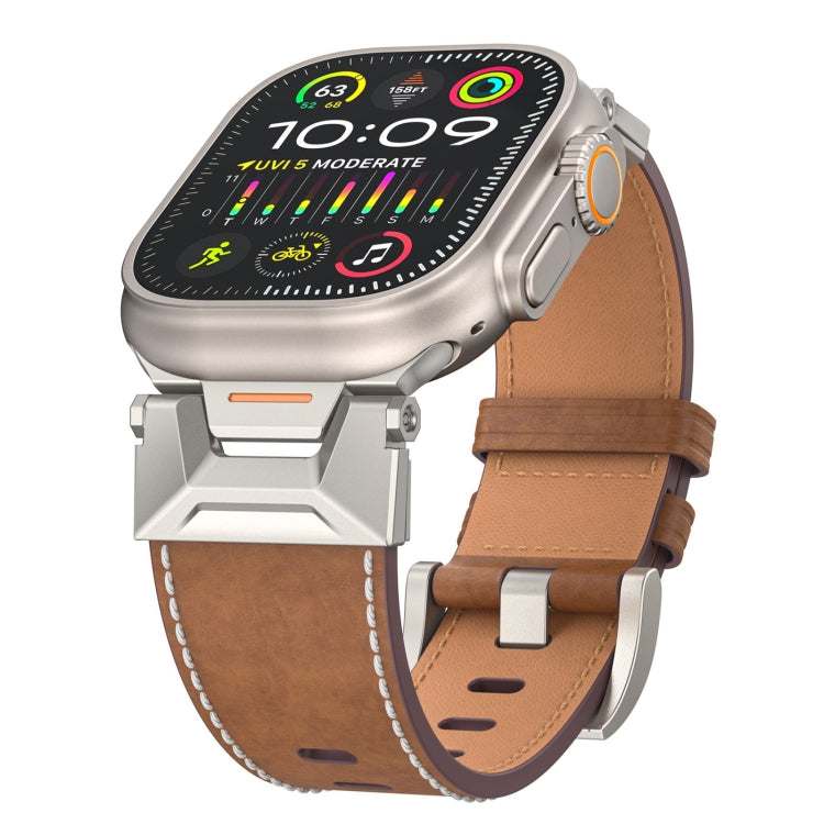 Rynx | For Apple Watch Series 3 42mm Mecha Style Leather Band (Dark Brown)