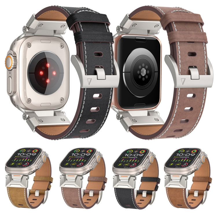 Rynx | For Apple Watch Series 9 45mm Mecha Style Leather Strap (Black Napa)