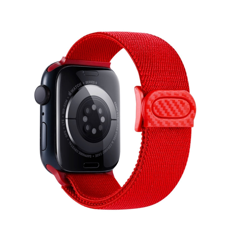 Rynx | For Apple Watch Series 9 45mm Carbon Fiber Texture Snap Buckle Nylon Strap (Red)