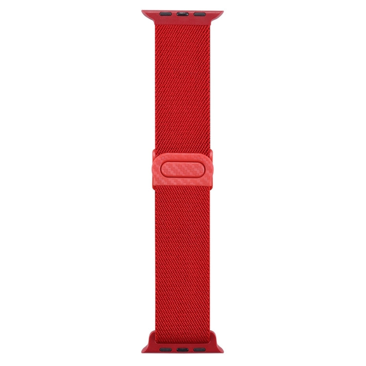 Rynx | For Apple Watch Series 9 45mm Carbon Fiber Texture Snap Buckle Nylon Strap (Red)