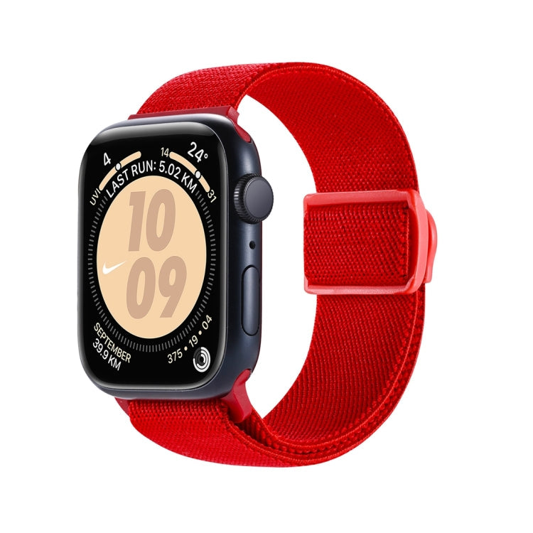 Rynx | For Apple Watch Series 9 45mm Carbon Fiber Texture Snap Buckle Nylon Strap (Red)