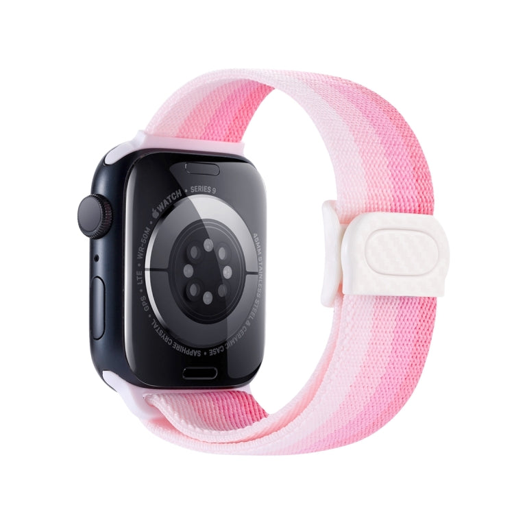 Rynx | For Apple Watch Series 9 45mm Carbon Fiber Texture Snap Closure Nylon Watch Band (Gradient Pink)
