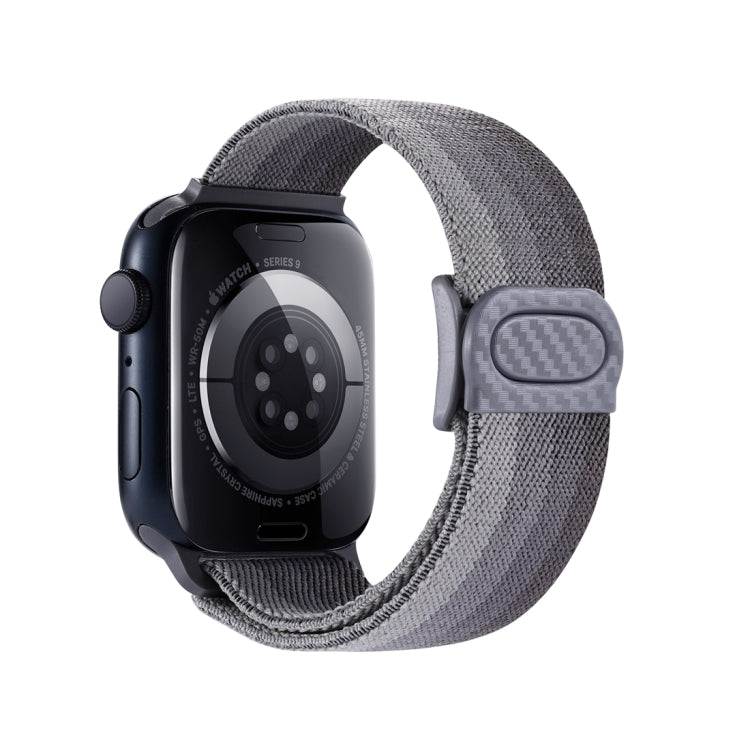Rynx | For Apple Watch Series 9 45mm Carbon Fiber Textured Snap Buckle Nylon Watch Band (Gradient Gray)