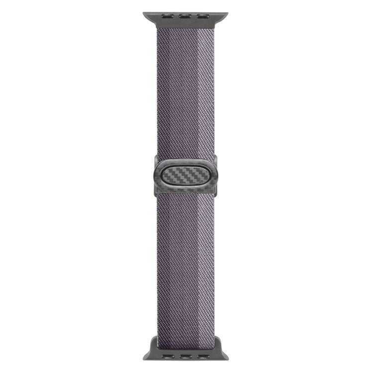 Rynx | For Apple Watch Series 9 45mm Carbon Fiber Textured Snap Buckle Nylon Watch Band (Gradient Gray)