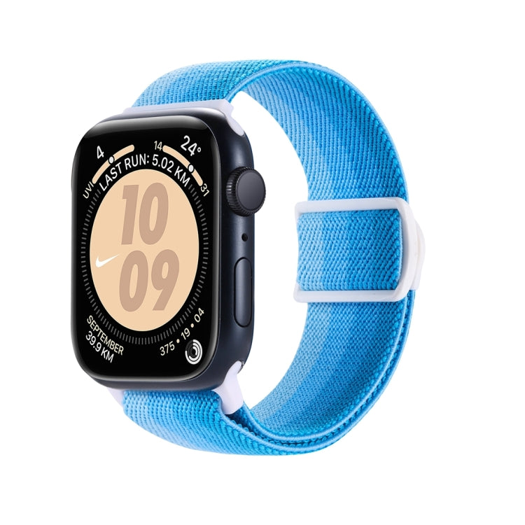 Rynx | For Apple Watch Series 9 45mm Carbon Fiber Texture Snap-Buckle Nylon Watch Strap (Gradient Blue)